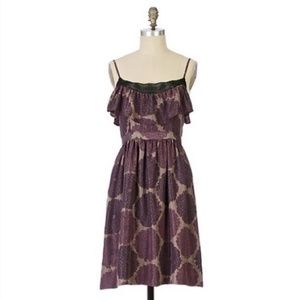 lil for Anthropologie Silk Purple Floral Dress